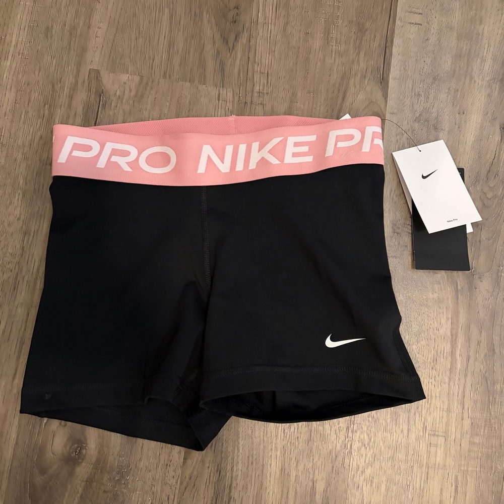 Nike Women's Athletic Shorts Black with Pink Waistband
